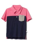 Gap Colorblock Short Sleeve Slub Polo - Pixie Dust Pink