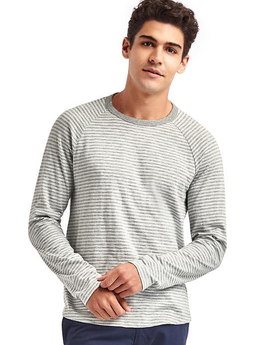 Gap Men Marled Long Sleeve Stripe Tee - Gray Stripe