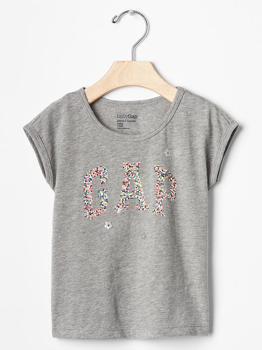 Gap Floral Glitter Logo Tee - Grey Heather