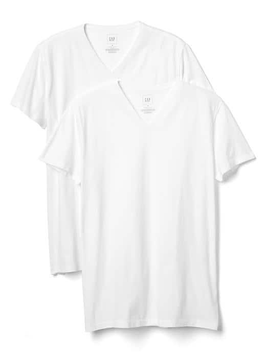 Gap Men Cotton V Neck Tee 2 Pack - White