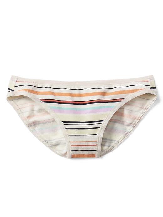 Gap Women Stretch Cotton Low Rise Bikini - Canyon Stripe Print Milk