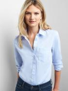 Gap Women New Fitted Boyfriend Oxford Shirt - Light Blue 619