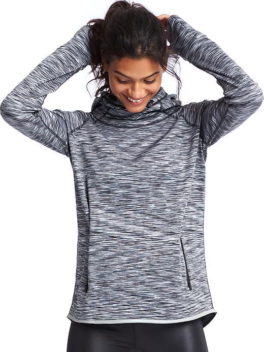 Gap Women Brushed Fleece Spacedye Pullover Hoodie - Gray
