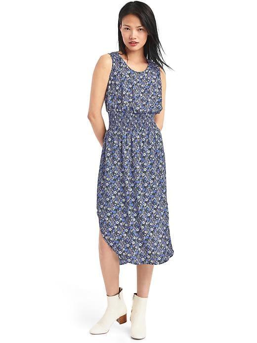 Gap Women Print Midi Tank Dress - Black Floral