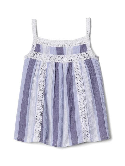 Gap Lace Trim Spaghetti Top - Cool Blue Stripe