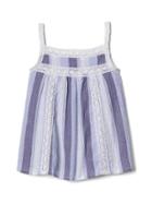 Gap Lace Trim Spaghetti Top - Cool Blue Stripe