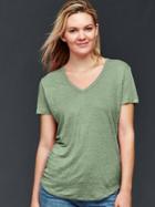 Gap Linen V Neck Tee - Twig