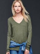 Gap Vintage Relaxed V Neck Tee - Tweed Green