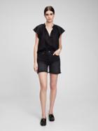 Tie-front Flutter Sleeve Top