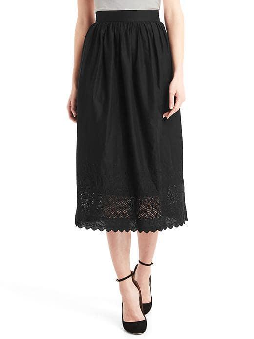 Gap Eyelet Midi Skirt - True Black