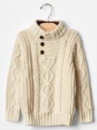 Gap Sherpa Mockneck Cable Sweater - Oatmeal Heather