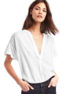 Gap Women Solid Dobby Popover - White