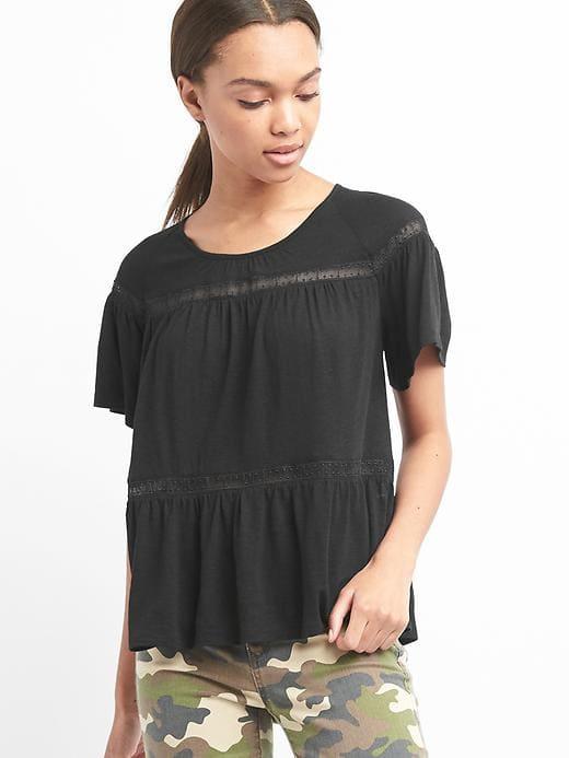 Gap Lace Flutter Tee - True Black