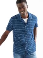 Gap Men Denim Shibori Dot Standard Fit Short Sleeve Shirt - Dark Indigo