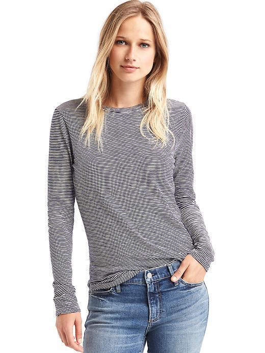 Gap Slub Stripe Long Sleeve Tee - Dark Night