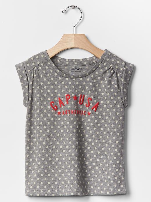 Gap Embellished Graphic Shirred Tee - Grey Dot