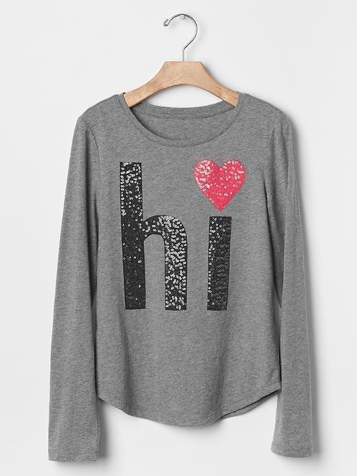 Gap Embellished Love Graphic Tee - Grey Heather