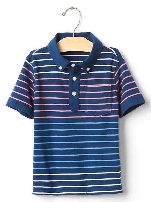 Gap Stripe Button Down Polo - Pangea Blue