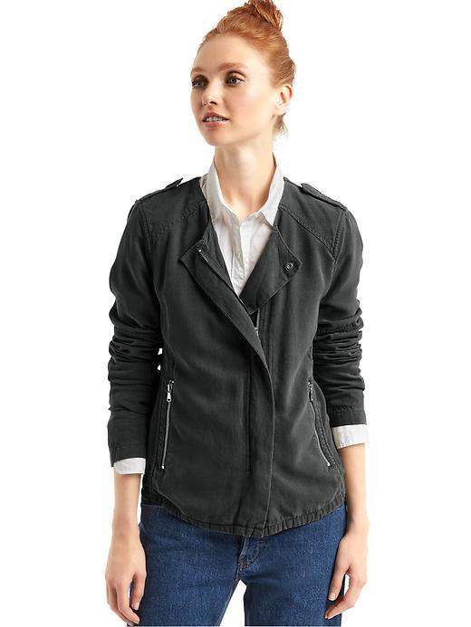 Gap Women Tencel Moto Jacket - Moonless Night