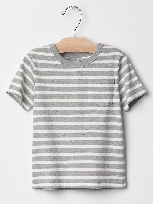 Gap Stripe Pocket Tee - Light Heather Gray
