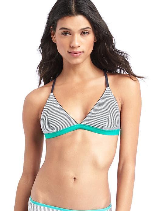 Gap Women Print Strappy Bikini Top - White Stripe