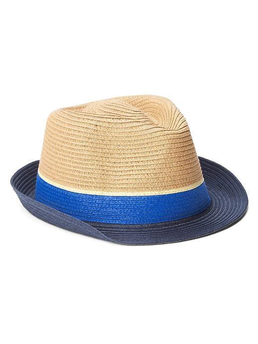 Gap Men Colorblock Straw Fedora - Blue Combo
