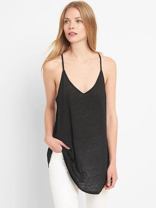 Gap Women Linen V Neck Cami - True Black