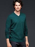 Gap Men Merino Slub V Neck Sweater - Campus Green