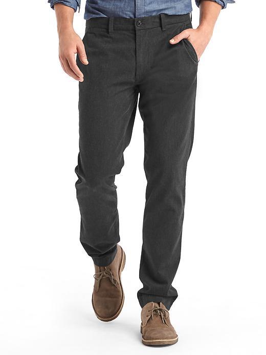 Gap Men Herringbone Slim Fit Khakis - Gray/black Herringbone