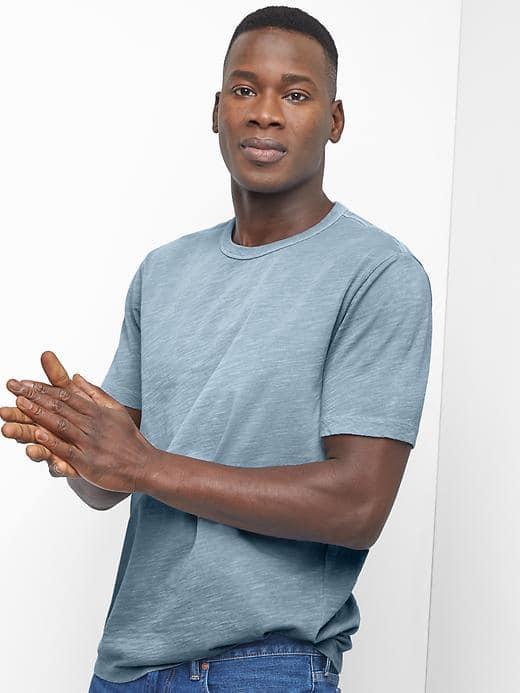 Gap Men Slub Jersey Crewneck Tee - Blue