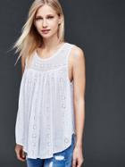 Gap Women Shirred Eyelet Tank - White