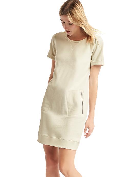 Gap Women Roll Sleeve Sweatshirt Dress - Off White