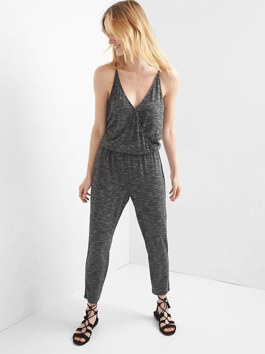 Gap Space Dye Wrap Jumpsuit - Black Space Dye