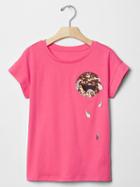 Gap Sequin Graphic A Line Tee - Sassy Pink