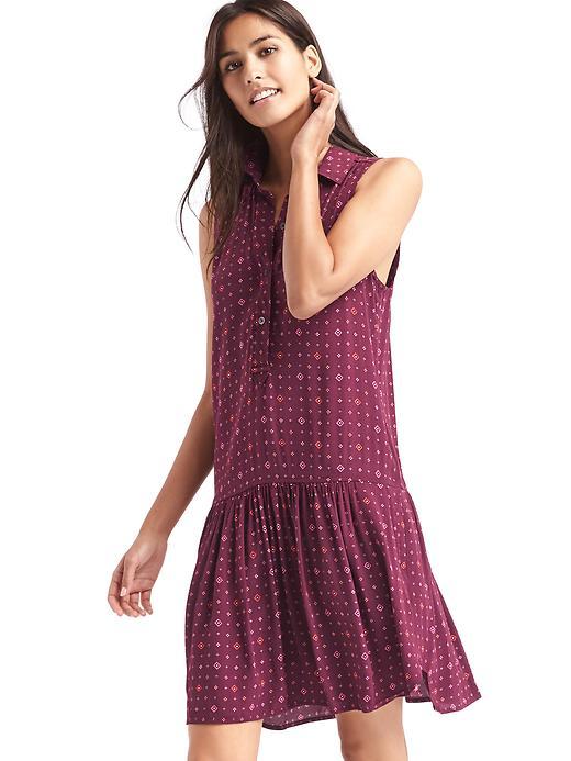 Gap Women Print Drop Waist Dress - Red Print