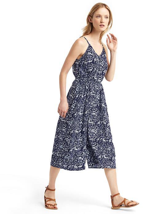 Gap Women Wide Leg Relaxed Romper - Navy Print