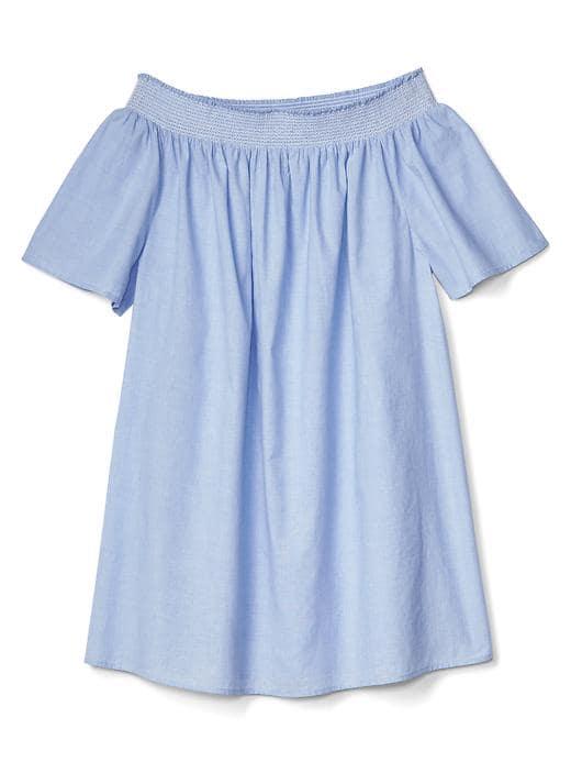 Gap Women Smocked Off Shoulder Cover Up - Blue