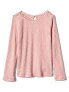 Gap Lace Trim Ribbed Tee - Light Pink