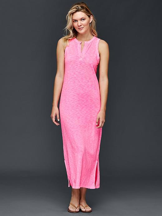 Gap Women Slub Maxi Dress - Neon Double Pink