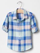 Gap Convertible Plaid Linen Shirt - Icy Pink