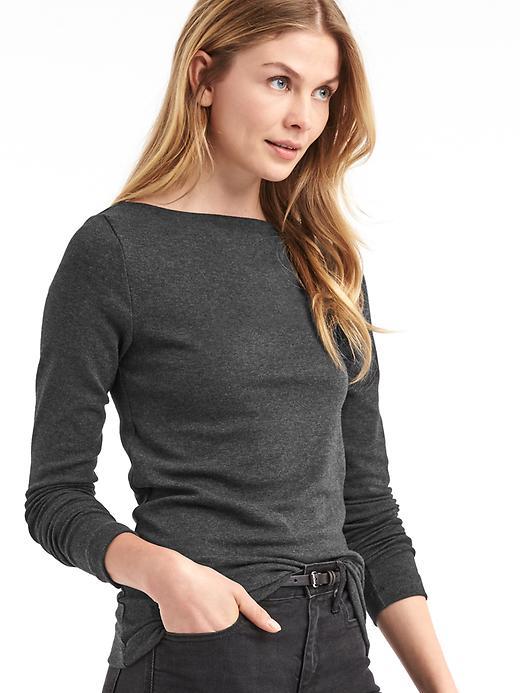 Gap Women Modern Long Sleeve Boatneck Tee - Charcoal