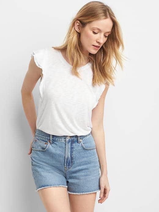 Gap Women Flutter Sleeve Tee - White