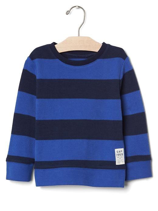 Gap Stripe Ribbed Crew Pullover - Bente Blue