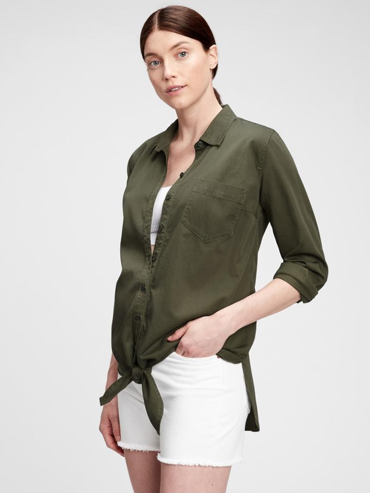 Maternity Tie-front Shirt In Tencel3