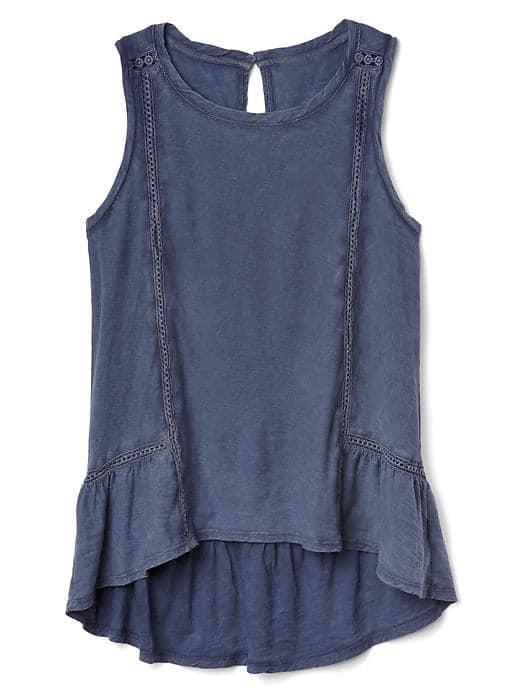 Gap Women Hi Lo Ruffle Tank - Dark Night