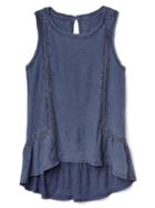 Gap Women Hi Lo Ruffle Tank - Dark Night