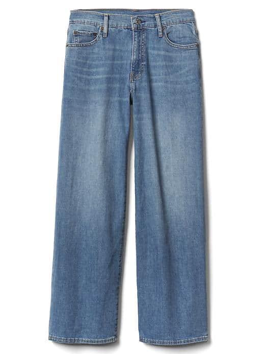 Gap Women High Rise Wide Leg Crop Jeans - Light Indigo