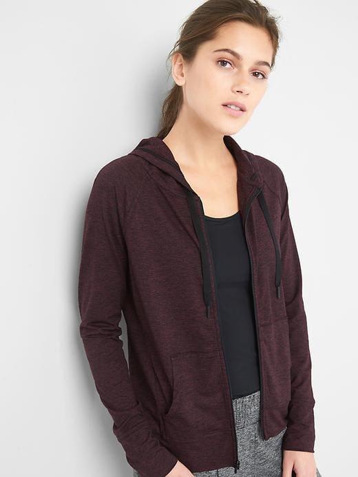 Gap Women Brushed Jersey Zip Hoodie - Burgundy