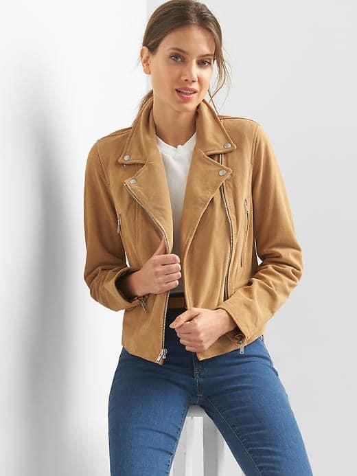 Gap Women Suede Moto Jacket - Mission Tan