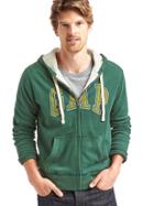 Gap Men Logo Sueded Zip Hoodie - Deep Hunter